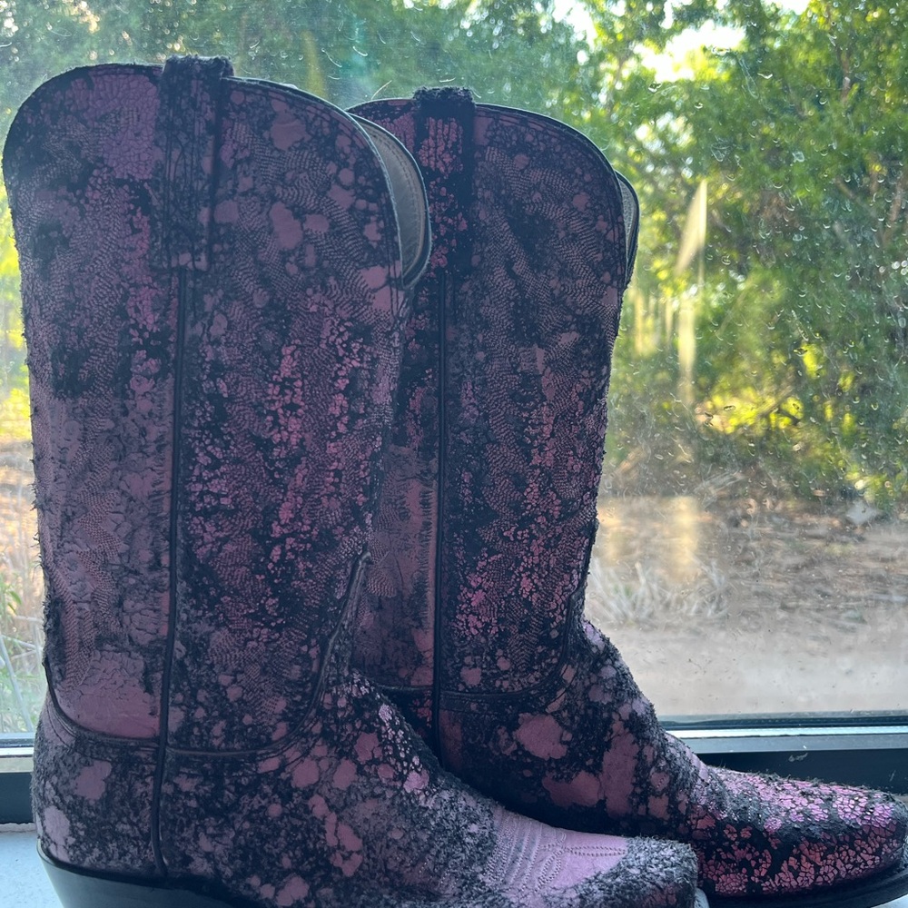 Pink and Black Women's Distressed Limited Edition Goat Leather Lucchese Boots